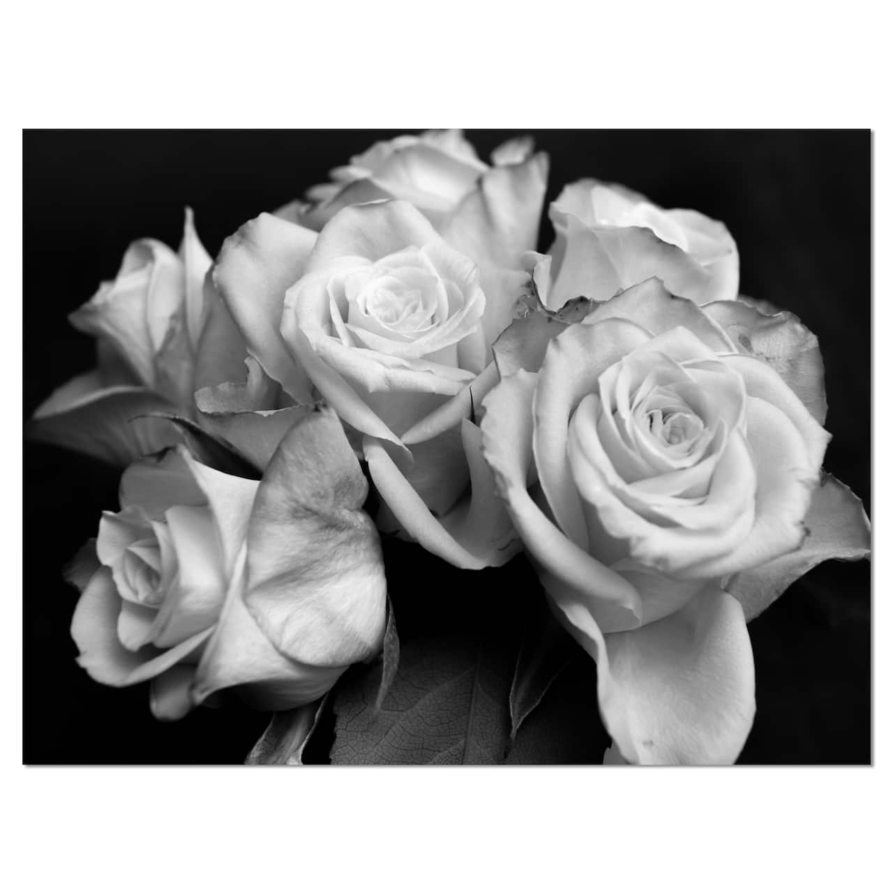 Designart - Bunch of Roses Black and White - Floral Art Canvas Print